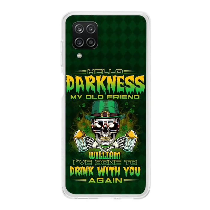 Custom Personalized St Patrick's Day Beer Skull Phone Case - Gift Idea For St Patrick's Day/ Beer Lover - Hello Darkness My Old Friend I've Come To Drink With You Again - Case For iPhone And Samsung