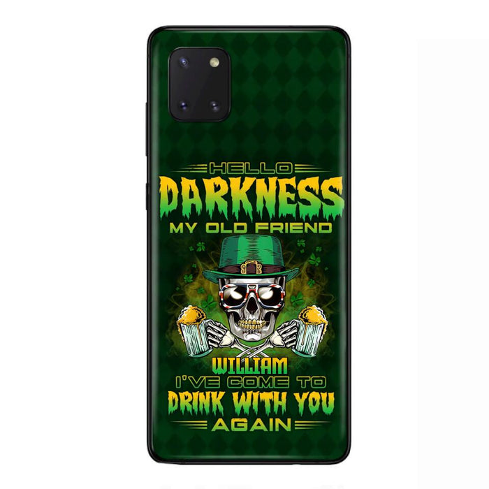 Custom Personalized St Patrick's Day Beer Skull Phone Case - Gift Idea For St Patrick's Day/ Beer Lover - Hello Darkness My Old Friend I've Come To Drink With You Again - Case For iPhone And Samsung