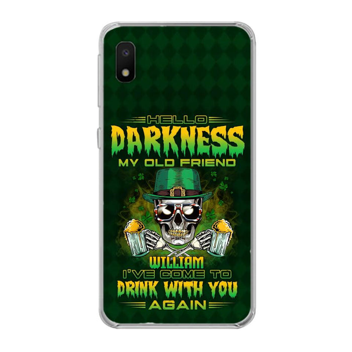 Custom Personalized St Patrick's Day Beer Skull Phone Case - Gift Idea For St Patrick's Day/ Beer Lover - Hello Darkness My Old Friend I've Come To Drink With You Again - Case For iPhone And Samsung