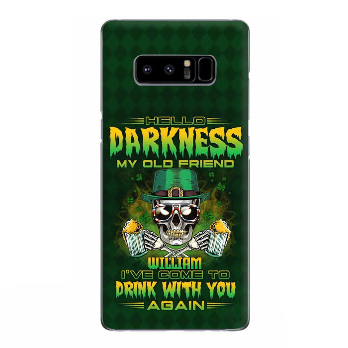 Custom Personalized St Patrick's Day Beer Skull Phone Case - Gift Idea For St Patrick's Day/ Beer Lover - Hello Darkness My Old Friend I've Come To Drink With You Again - Case For iPhone And Samsung