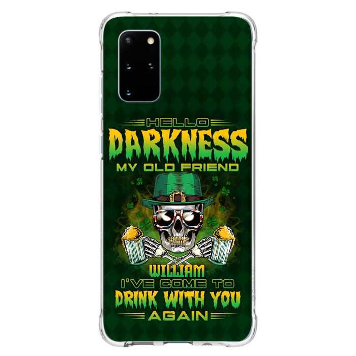 Custom Personalized St Patrick's Day Beer Skull Phone Case - Gift Idea For St Patrick's Day/ Beer Lover - Hello Darkness My Old Friend I've Come To Drink With You Again - Case For iPhone And Samsung