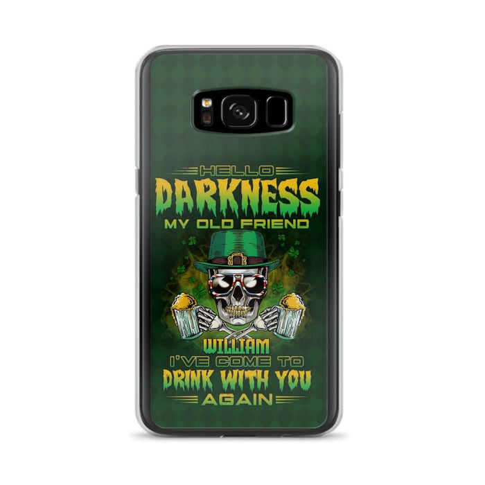 Custom Personalized St Patrick's Day Beer Skull Phone Case - Gift Idea For St Patrick's Day/ Beer Lover - Hello Darkness My Old Friend I've Come To Drink With You Again - Case For iPhone And Samsung