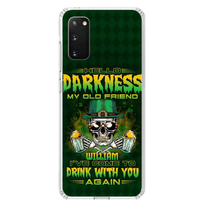 Custom Personalized St Patrick's Day Beer Skull Phone Case - Gift Idea For St Patrick's Day/ Beer Lover - Hello Darkness My Old Friend I've Come To Drink With You Again - Case For iPhone And Samsung