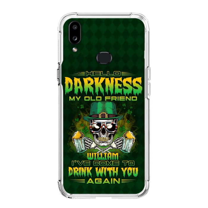 Custom Personalized St Patrick's Day Beer Skull Phone Case - Gift Idea For St Patrick's Day/ Beer Lover - Hello Darkness My Old Friend I've Come To Drink With You Again - Case For iPhone And Samsung