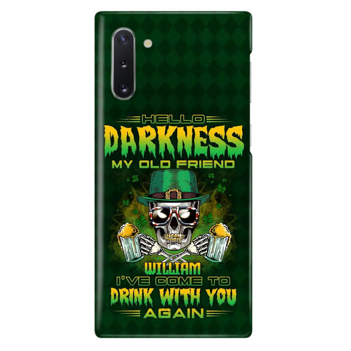 Custom Personalized St Patrick's Day Beer Skull Phone Case - Gift Idea For St Patrick's Day/ Beer Lover - Hello Darkness My Old Friend I've Come To Drink With You Again - Case For iPhone And Samsung