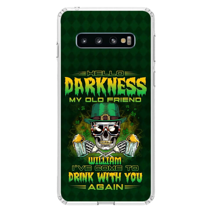 Custom Personalized St Patrick's Day Beer Skull Phone Case - Gift Idea For St Patrick's Day/ Beer Lover - Hello Darkness My Old Friend I've Come To Drink With You Again - Case For iPhone And Samsung