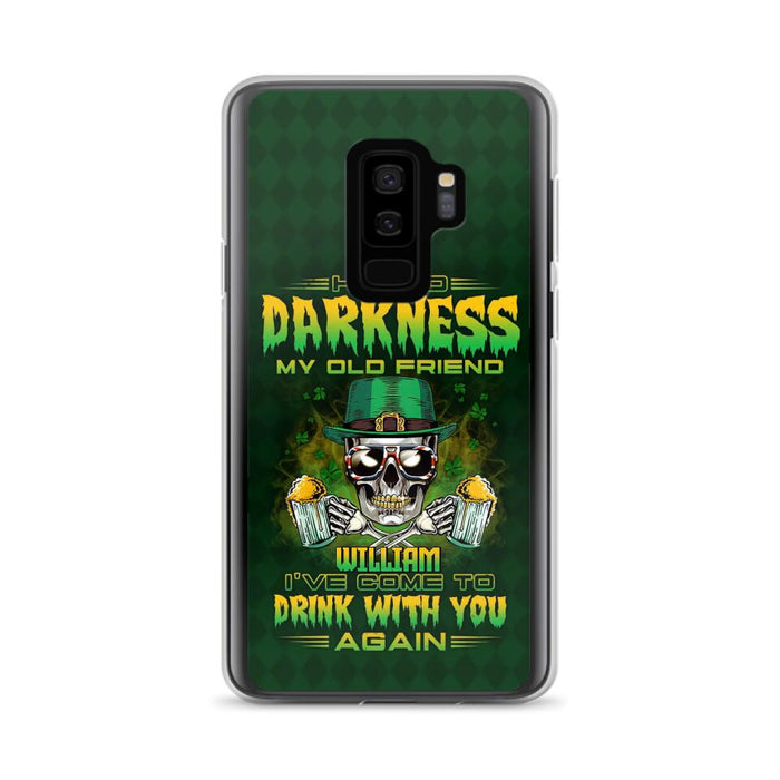 Custom Personalized St Patrick's Day Beer Skull Phone Case - Gift Idea For St Patrick's Day/ Beer Lover - Hello Darkness My Old Friend I've Come To Drink With You Again - Case For iPhone And Samsung