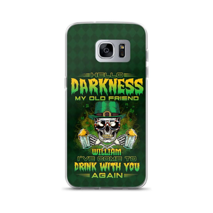 Custom Personalized St Patrick's Day Beer Skull Phone Case - Gift Idea For St Patrick's Day/ Beer Lover - Hello Darkness My Old Friend I've Come To Drink With You Again - Case For iPhone And Samsung