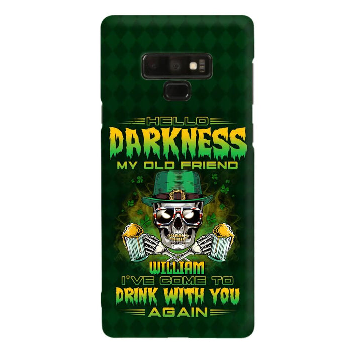 Custom Personalized St Patrick's Day Beer Skull Phone Case - Gift Idea For St Patrick's Day/ Beer Lover - Hello Darkness My Old Friend I've Come To Drink With You Again - Case For iPhone And Samsung