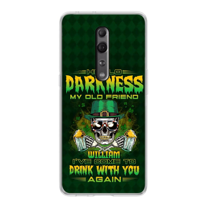 Custom Personalized St Patrick's Day Beer Skull Phone Case - Gift Idea For St Patrick's Day/ Beer Lover - Hello Darkness My Old Friend I've Come To Drink With You Again - Case For Xiaomi/Oppo/Huawei