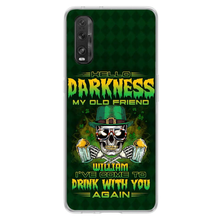 Custom Personalized St Patrick's Day Beer Skull Phone Case - Gift Idea For St Patrick's Day/ Beer Lover - Hello Darkness My Old Friend I've Come To Drink With You Again - Case For Xiaomi/Oppo/Huawei