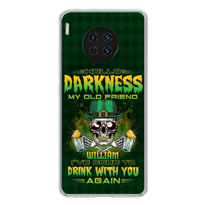 Custom Personalized St Patrick's Day Beer Skull Phone Case - Gift Idea For St Patrick's Day/ Beer Lover - Hello Darkness My Old Friend I've Come To Drink With You Again - Case For Xiaomi/Oppo/Huawei