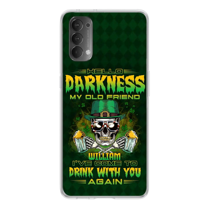 Custom Personalized St Patrick's Day Beer Skull Phone Case - Gift Idea For St Patrick's Day/ Beer Lover - Hello Darkness My Old Friend I've Come To Drink With You Again - Case For Xiaomi/Oppo/Huawei