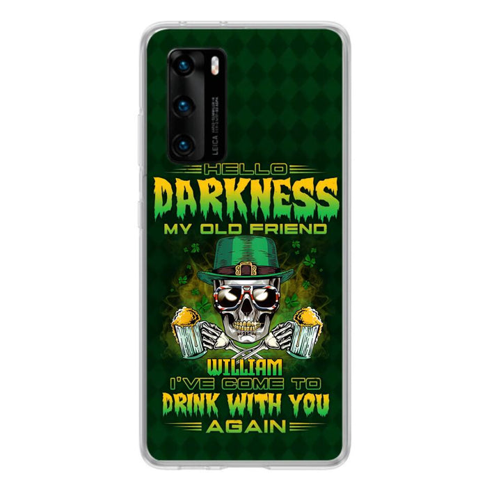 Custom Personalized St Patrick's Day Beer Skull Phone Case - Gift Idea For St Patrick's Day/ Beer Lover - Hello Darkness My Old Friend I've Come To Drink With You Again - Case For Xiaomi/Oppo/Huawei