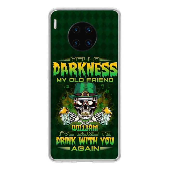 Custom Personalized St Patrick's Day Beer Skull Phone Case - Gift Idea For St Patrick's Day/ Beer Lover - Hello Darkness My Old Friend I've Come To Drink With You Again - Case For Xiaomi/Oppo/Huawei