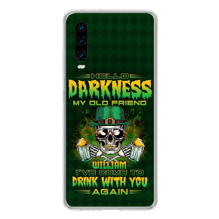 Custom Personalized St Patrick's Day Beer Skull Phone Case - Gift Idea For St Patrick's Day/ Beer Lover - Hello Darkness My Old Friend I've Come To Drink With You Again - Case For Xiaomi/Oppo/Huawei