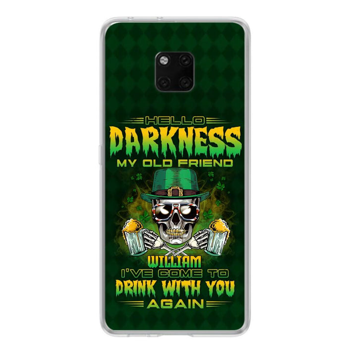 Custom Personalized St Patrick's Day Beer Skull Phone Case - Gift Idea For St Patrick's Day/ Beer Lover - Hello Darkness My Old Friend I've Come To Drink With You Again - Case For Xiaomi/Oppo/Huawei