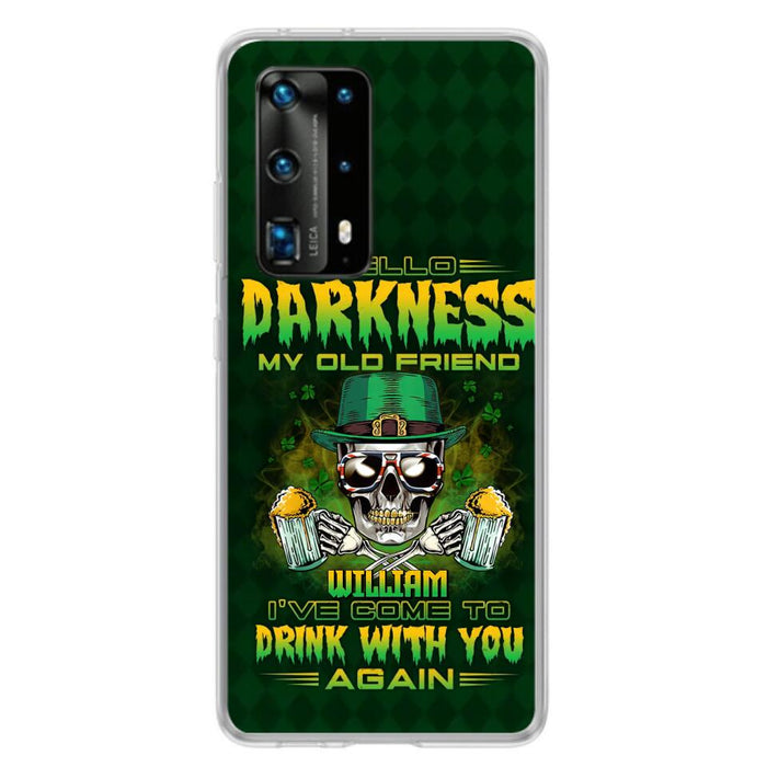 Custom Personalized St Patrick's Day Beer Skull Phone Case - Gift Idea For St Patrick's Day/ Beer Lover - Hello Darkness My Old Friend I've Come To Drink With You Again - Case For Xiaomi/Oppo/Huawei