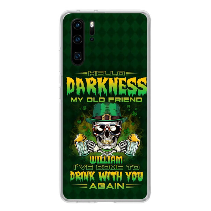 Custom Personalized St Patrick's Day Beer Skull Phone Case - Gift Idea For St Patrick's Day/ Beer Lover - Hello Darkness My Old Friend I've Come To Drink With You Again - Case For Xiaomi/Oppo/Huawei