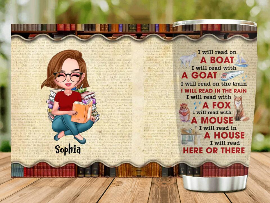 Custom Personalized Reading Girl Tumbler - Gift Idea For Book Lovers - I'll Read On A Boat