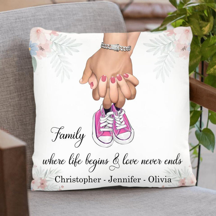 Custom Personalized Couple Pillow Cover - Best Gift  For Couple - Family Where Life Begins & Love Never Ends