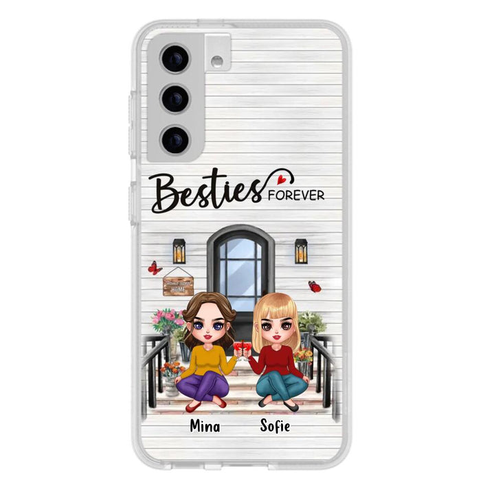 Custom Personalized Besties Sisters Front Porch Phone Case - Upto 5 Women - Gift Idea For Friends/ Besties/ Sisters - Besties Forever - Case For iPhone/ Samsung