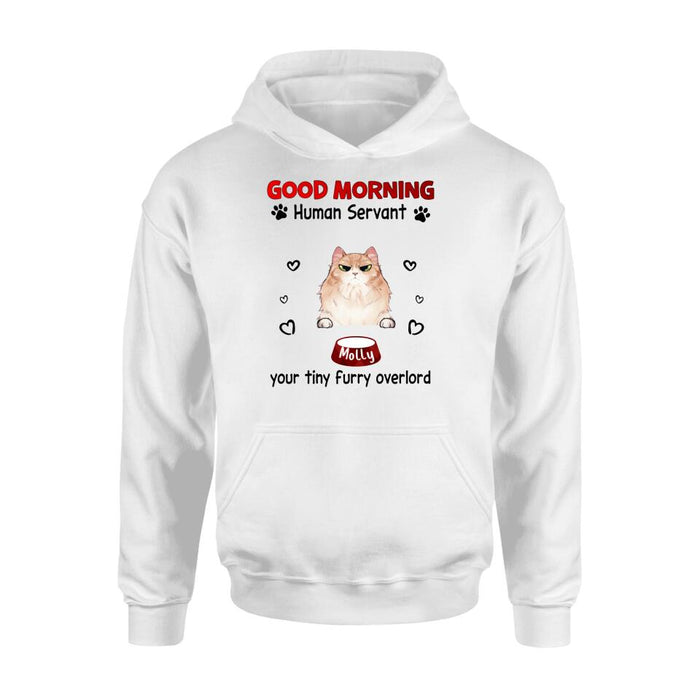 Custom Personalized Pet T-Shirt/Hoodie/Sweatshirt/Long Sleeve - Gift for Dog/Cat Lovers - Good Morning Human Servant Shirt - Up to 5 Pets