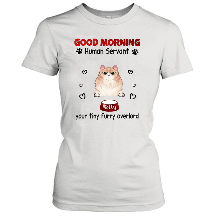 Custom Personalized Pet T-Shirt/Hoodie/Sweatshirt/Long Sleeve - Gift for Dog/Cat Lovers - Good Morning Human Servant Shirt - Up to 5 Pets