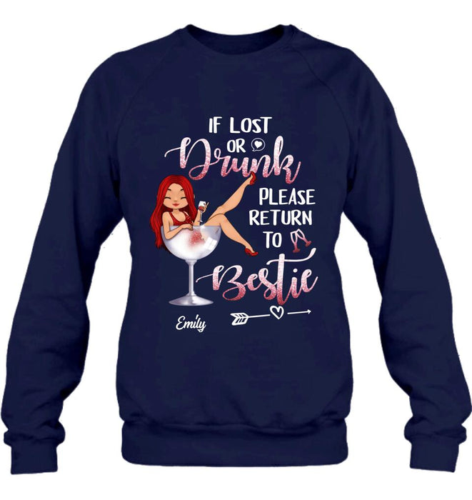 Custom Personalized Drunk Bestie Shirt - Gift Idea For Besties/Friends - If Lost Or Drink Please Return To Bestie