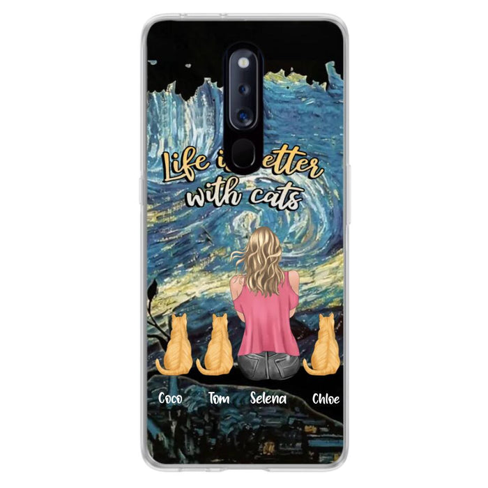 Custom Personalized Cat Mom Phone Case - Upto 3 Cats - Birthday, Loving Gift For Cat & Dog Lover, Pet Owner, Pet Mom, Pet Dad - Life Is Better With Cats - Case For Xiaomi, Oppo And Huawei