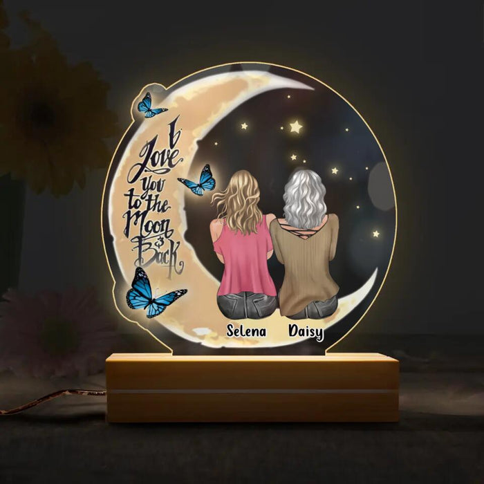 Custom Personalized Mother Acrylic Night Light - Mother's Day Gift Idea From Daughter - I Love You To The Moon & Back