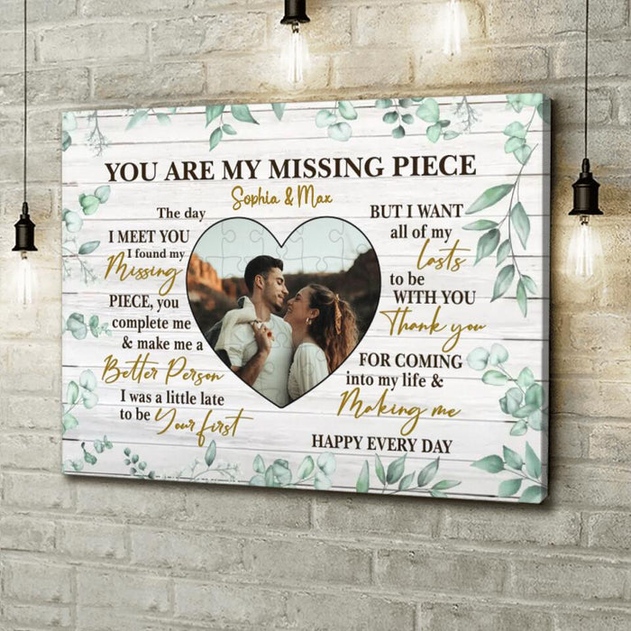 Custom Personalized Couple Photo Canvas - Mother's Day Gift From Husband - You Are My Missing Piece