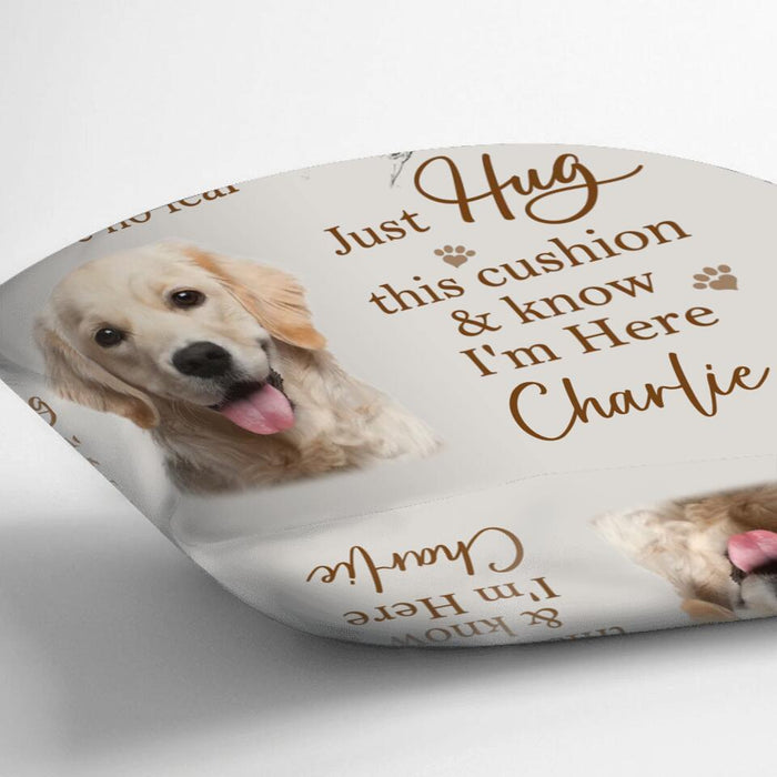 Custom Personalized Memorial Dog Pillow Cover - Memorial Gift For Dog Lover - When You Miss Me Hug This Cushion