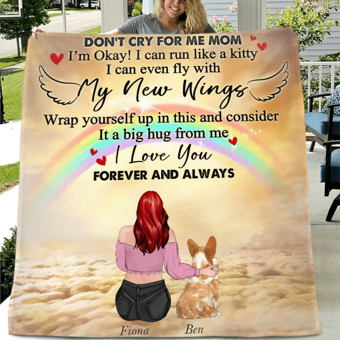 Custom Personalized Dog Mom/Cat Mom Quilt/Single Layer Fleece Blanket - Gift Idea For Mother's Day - Don't Cry For Me Mom! I'm Okay