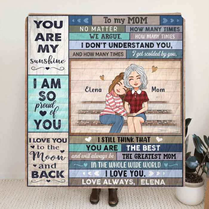 Custom Personalized Mom & Daughter Quilt/Single Layer Fleece Blanket - Gift Idea For Mother's Day From Daughter - You Are The Best And Will Always Be The Greatest Mom In The Whole Wide World