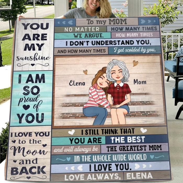 Custom Personalized Mom & Daughter Quilt/Single Layer Fleece Blanket - Gift Idea For Mother's Day From Daughter - You Are The Best And Will Always Be The Greatest Mom In The Whole Wide World