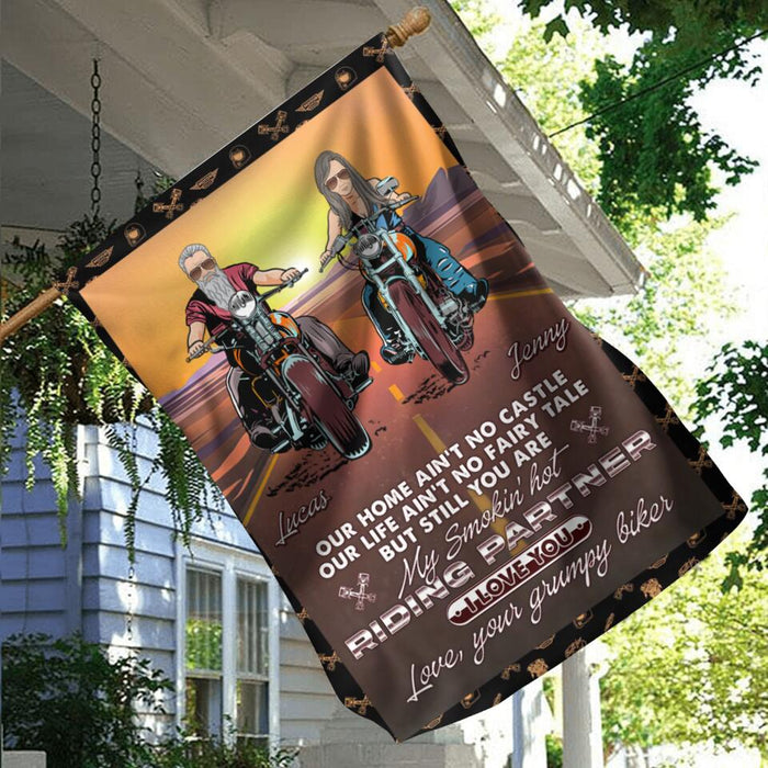 Custom Personalized Riding Couple Flag Sign - Gift Idea For Wife From Husband - You Are My Smokin' Hot Riding Partner