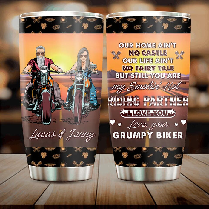 Custom Personalized Riding Couple Tumbler - Gift Idea For Wife From Husband - You Are My Smokin' Hot Riding Partner