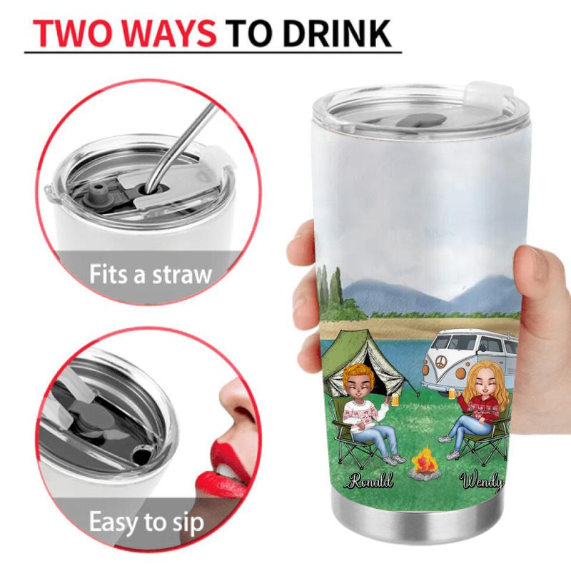 Personalized Camping Tumbler - Up to 4 People and 2 Pets - Gift Idea For Couple/Friends/Camping/Dog/Cat Lovers - Life Is Better Around The Campfire
