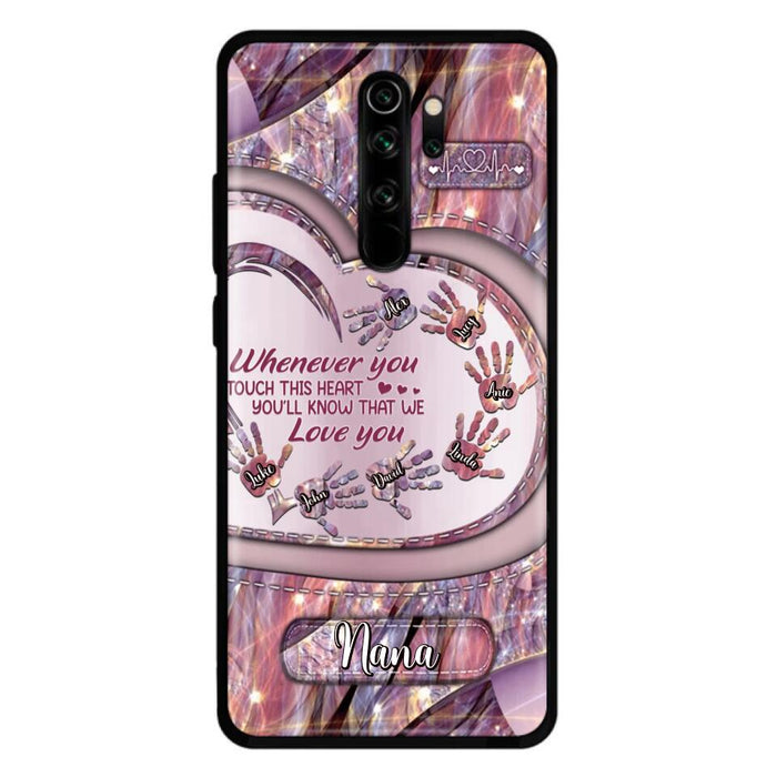 Custom Personalized Grandma Phone Case - Mother's Day Gift For Grandma - Upto 7 Kids - Whenever You Touch This Heart You'll Know That We Love You - Case For Xiaomi/ Oppo/ Huawei