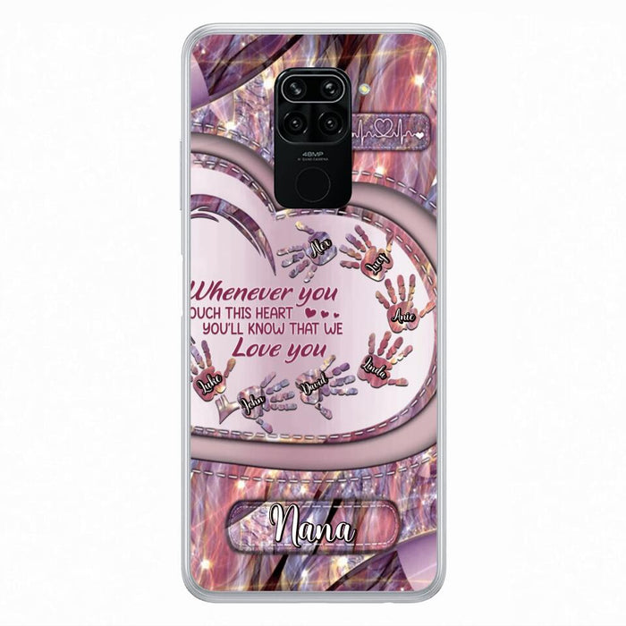 Custom Personalized Grandma Phone Case - Mother's Day Gift For Grandma - Upto 7 Kids - Whenever You Touch This Heart You'll Know That We Love You - Case For Xiaomi/ Oppo/ Huawei