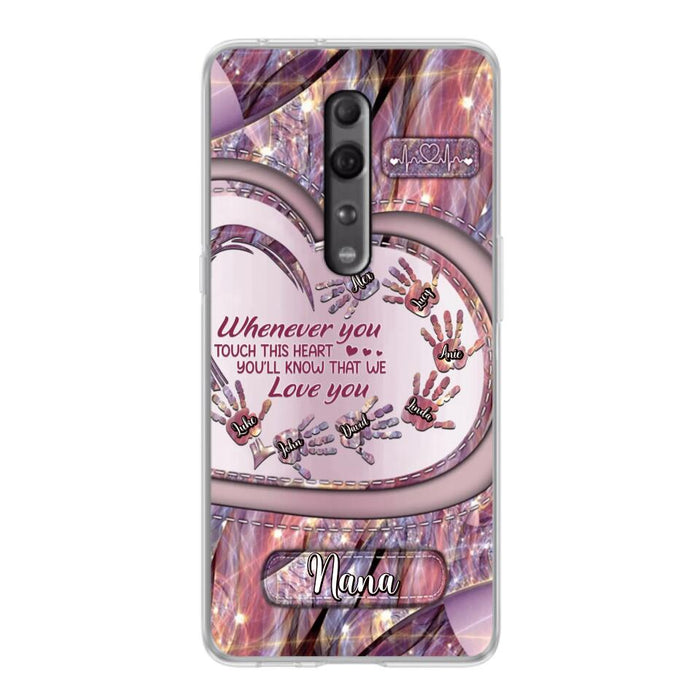 Custom Personalized Grandma Phone Case - Mother's Day Gift For Grandma - Upto 7 Kids - Whenever You Touch This Heart You'll Know That We Love You - Case For Xiaomi/ Oppo/ Huawei