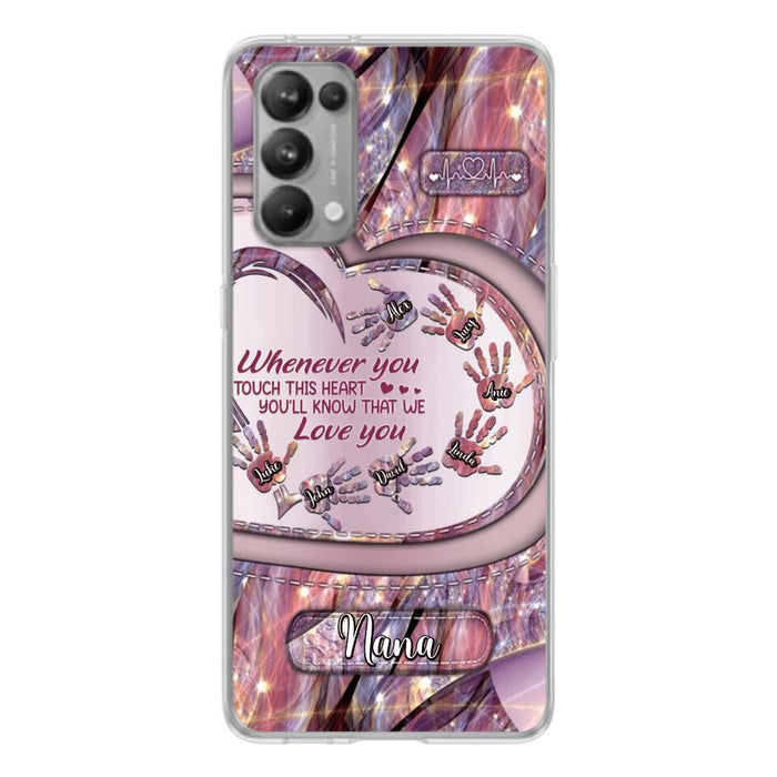 Custom Personalized Grandma Phone Case - Mother's Day Gift For Grandma - Upto 7 Kids - Whenever You Touch This Heart You'll Know That We Love You - Case For Xiaomi/ Oppo/ Huawei