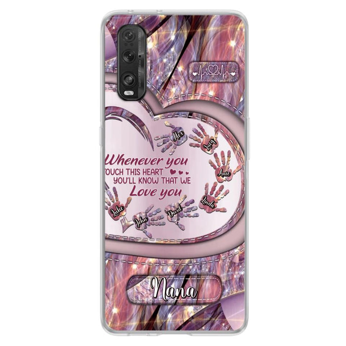 Custom Personalized Grandma Phone Case - Mother's Day Gift For Grandma - Upto 7 Kids - Whenever You Touch This Heart You'll Know That We Love You - Case For Xiaomi/ Oppo/ Huawei