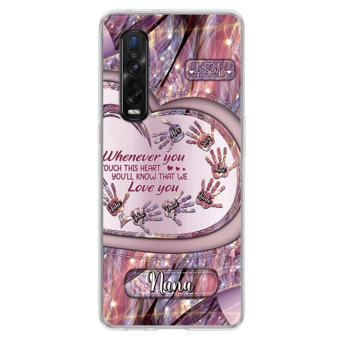 Custom Personalized Grandma Phone Case - Mother's Day Gift For Grandma - Upto 7 Kids - Whenever You Touch This Heart You'll Know That We Love You - Case For Xiaomi/ Oppo/ Huawei