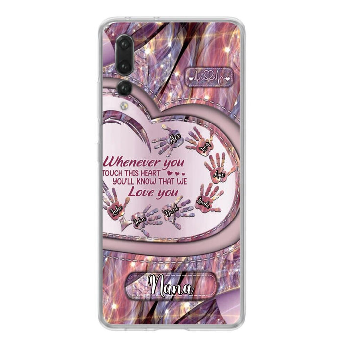 Custom Personalized Grandma Phone Case - Mother's Day Gift For Grandma - Upto 7 Kids - Whenever You Touch This Heart You'll Know That We Love You - Case For Xiaomi/ Oppo/ Huawei