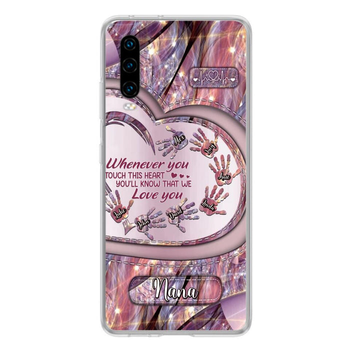 Custom Personalized Grandma Phone Case - Mother's Day Gift For Grandma - Upto 7 Kids - Whenever You Touch This Heart You'll Know That We Love You - Case For Xiaomi/ Oppo/ Huawei