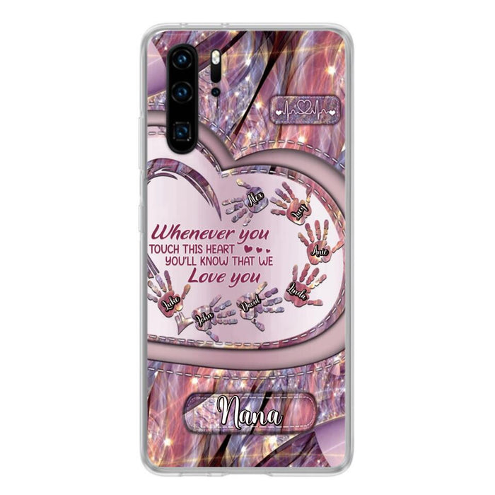 Custom Personalized Grandma Phone Case - Mother's Day Gift For Grandma - Upto 7 Kids - Whenever You Touch This Heart You'll Know That We Love You - Case For Xiaomi/ Oppo/ Huawei