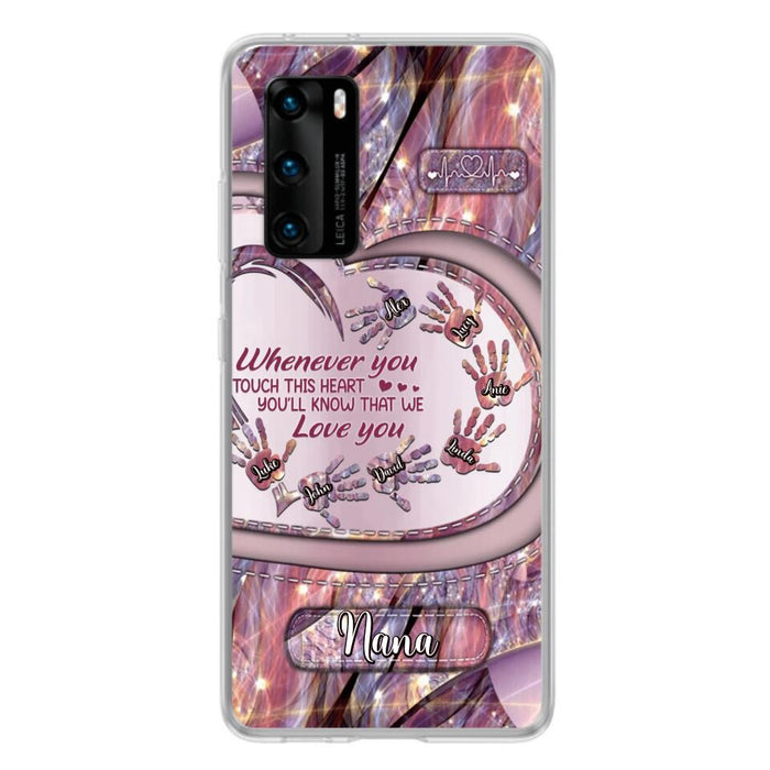 Custom Personalized Grandma Phone Case - Mother's Day Gift For Grandma - Upto 7 Kids - Whenever You Touch This Heart You'll Know That We Love You - Case For Xiaomi/ Oppo/ Huawei