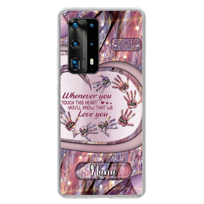 Custom Personalized Grandma Phone Case - Mother's Day Gift For Grandma - Upto 7 Kids - Whenever You Touch This Heart You'll Know That We Love You - Case For Xiaomi/ Oppo/ Huawei